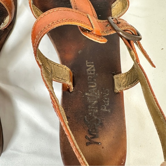 Yves Saint Laurent Leather Slingback Woven Vintage Sandals EU 37 US 6.5 - Picture 13 of 16
